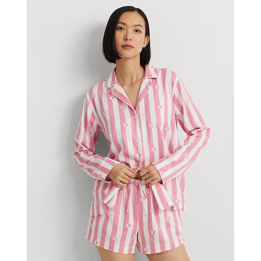 Ralph Lauren Logo Striped Sateen Button Up
Sleep Shirt
